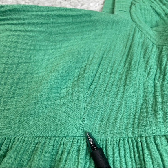 J Crew Women's Small Squareneck Soft Gauze Dress Green BG502 Smocked - Picture 5 of 11